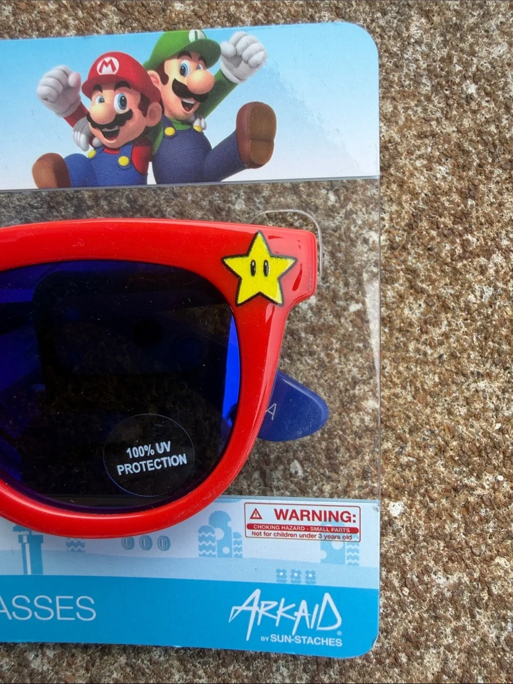 Nintendo Super Mario Kids Sunglasses Red Frame Blue Lenses. NEW